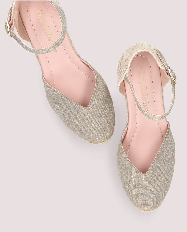 Pretty Ballerinas Deborah Silver Woven Esparto Espadrilles