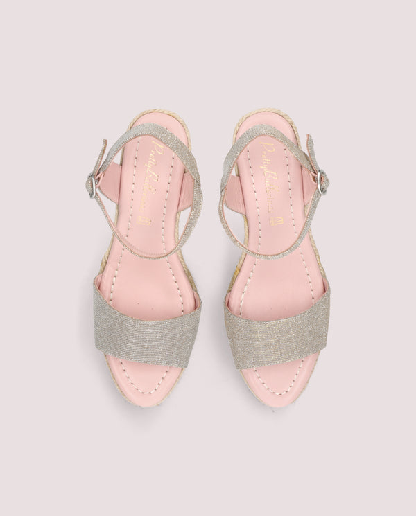 Pretty Ballerinas Deborah Silver Woven Esparto Espadrilles