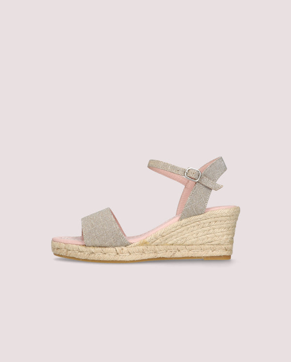 Pretty Ballerinas Deborah Silver Woven Esparto Espadrilles