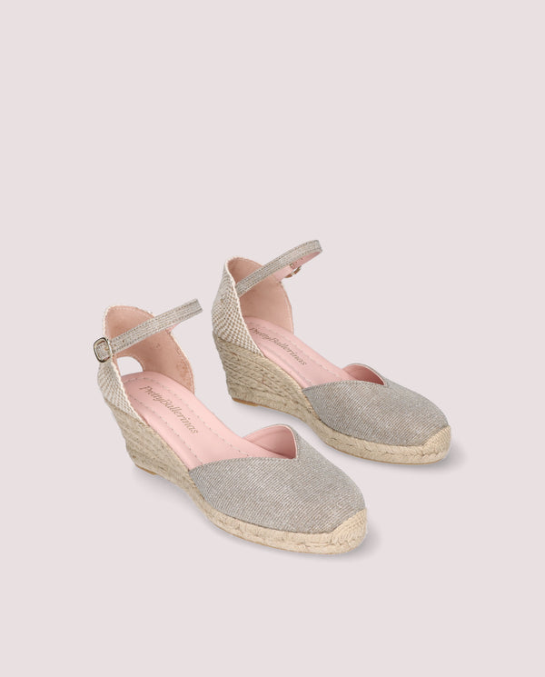 pretty ballerinas Deborah Silver Woven Esparto Espadrilles