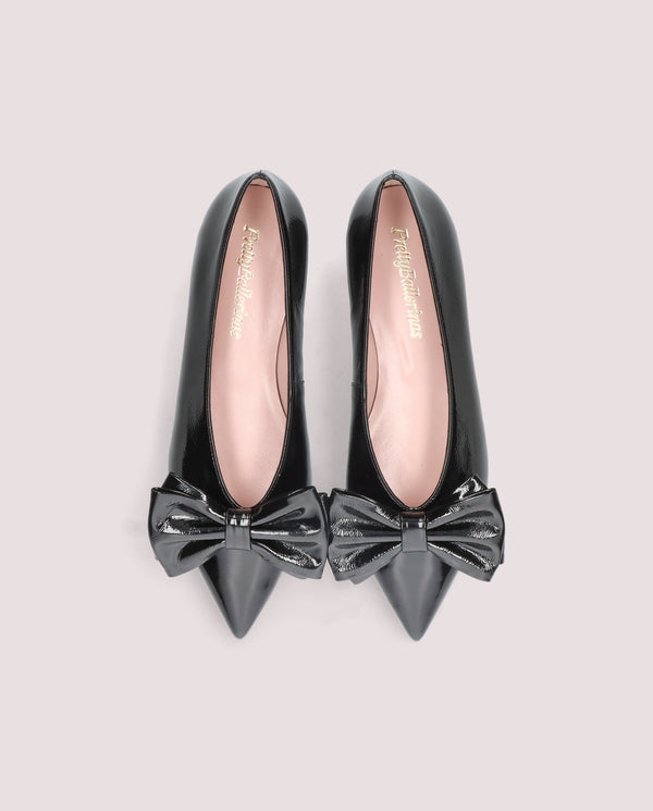 Pretty Ballerinas Ella Black Patent Leather Ballet Flats