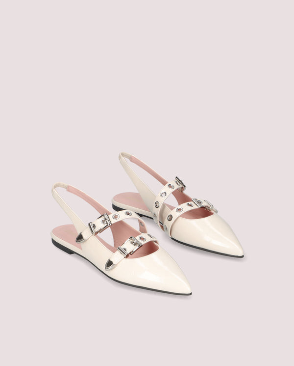 pretty ballerinas Ella White Patent Leather Ballerinas