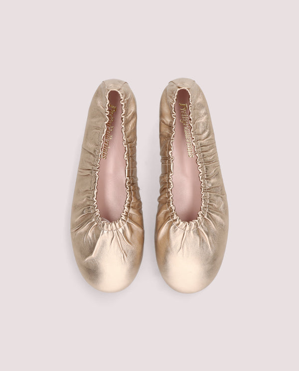 Pretty Ballerinas Georgia Ballet Flats Gold Metallic Leather