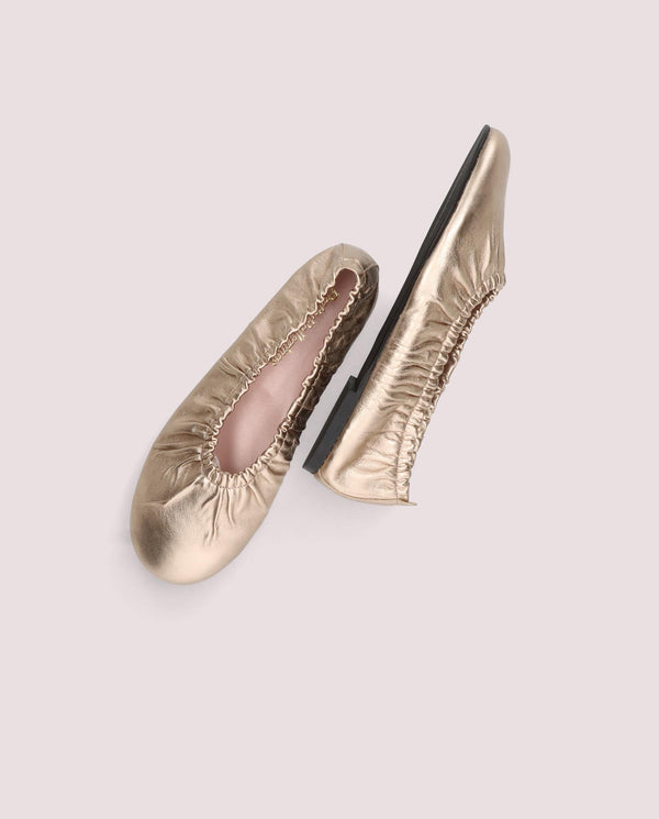 Pretty Ballerinas Georgia Ballet Flats Gold Metallic Leather