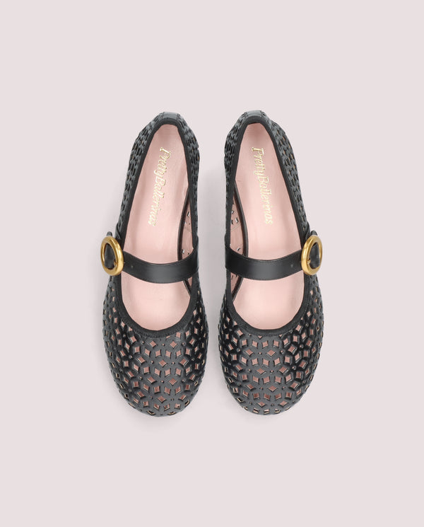 Pretty Ballerinas Georgia Black Leather Ballet Flats