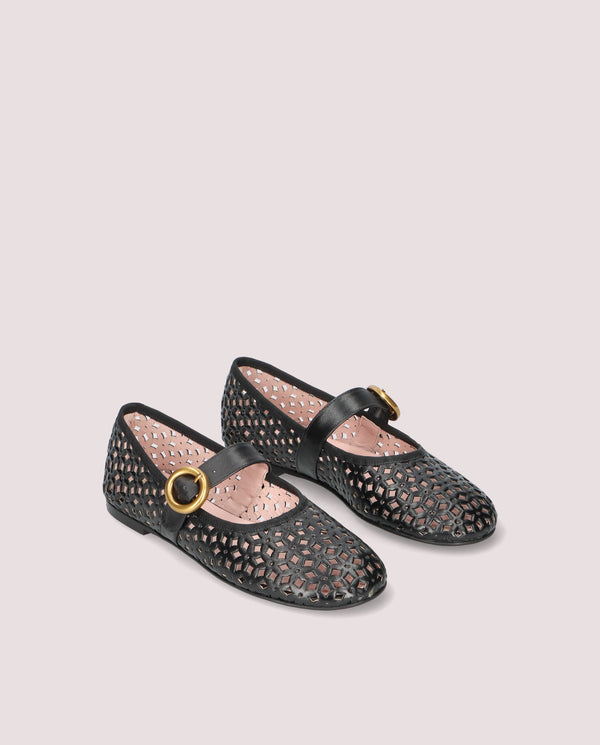 pretty ballerinas Georgia Black Leather Ballet Flats