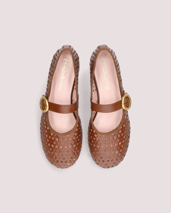 Pretty Ballerinas Georgia Brown Leather Ballet Flats