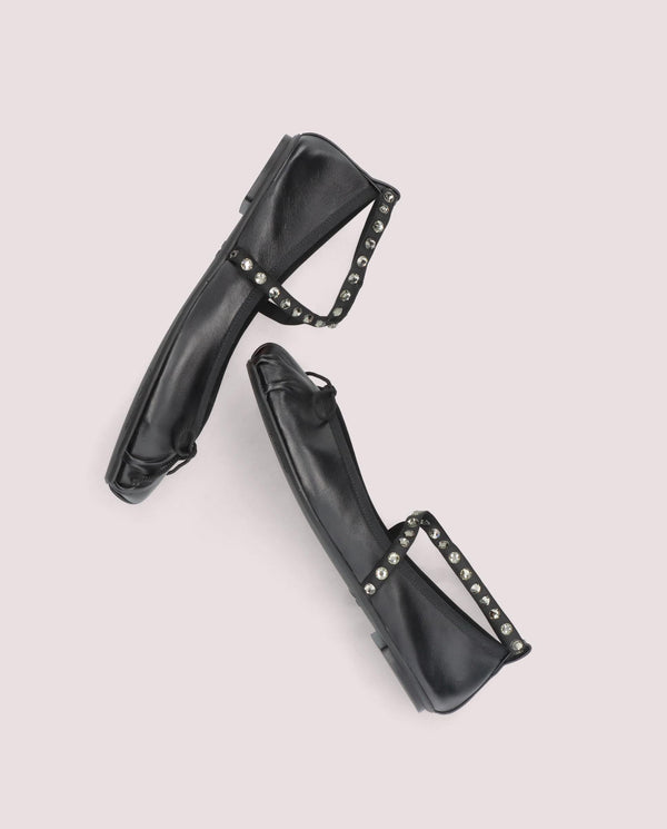 Pretty Ballerinas Kristen Black Leather Ballet Flats