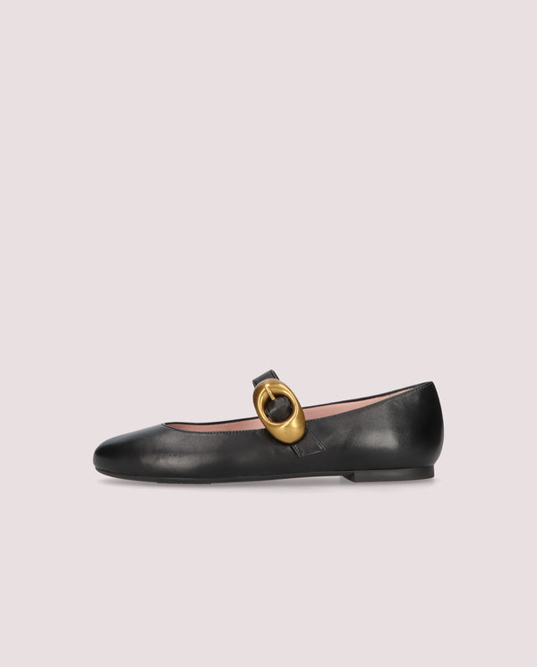Pretty Ballerinas Nicole Black Leather Ballet Flats