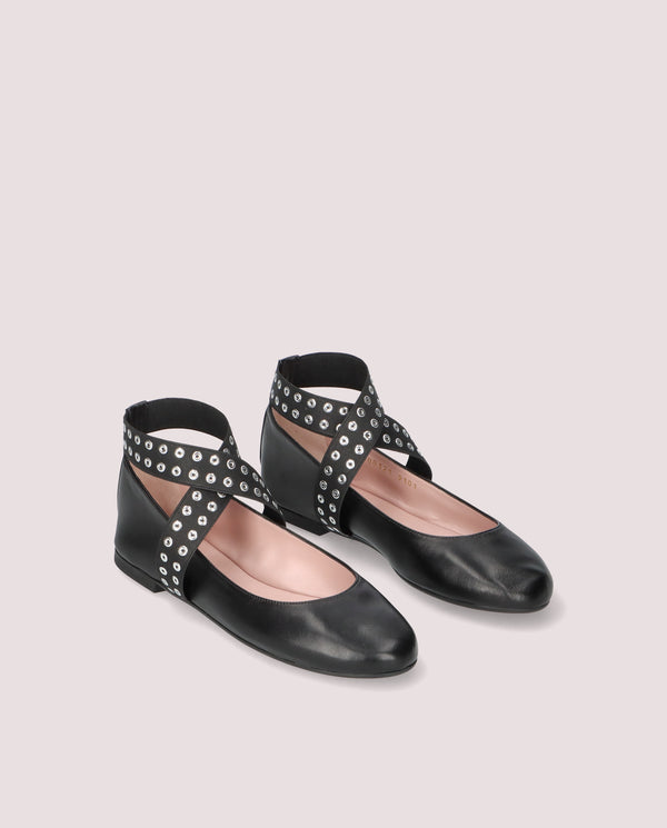 pretty ballerinas Nicole Black Leather Ballet Flats