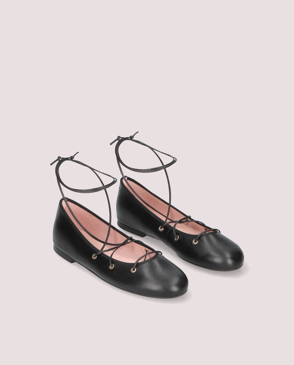 pretty ballerinas Nicole Black Leather Ballet Flats