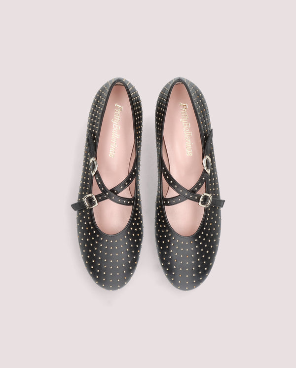 Pretty Ballerinas Nicole Black Leather Ballet Flats
