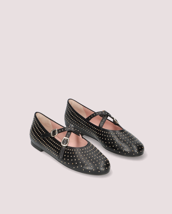 pretty ballerinas Nicole Black Leather Ballet Flats