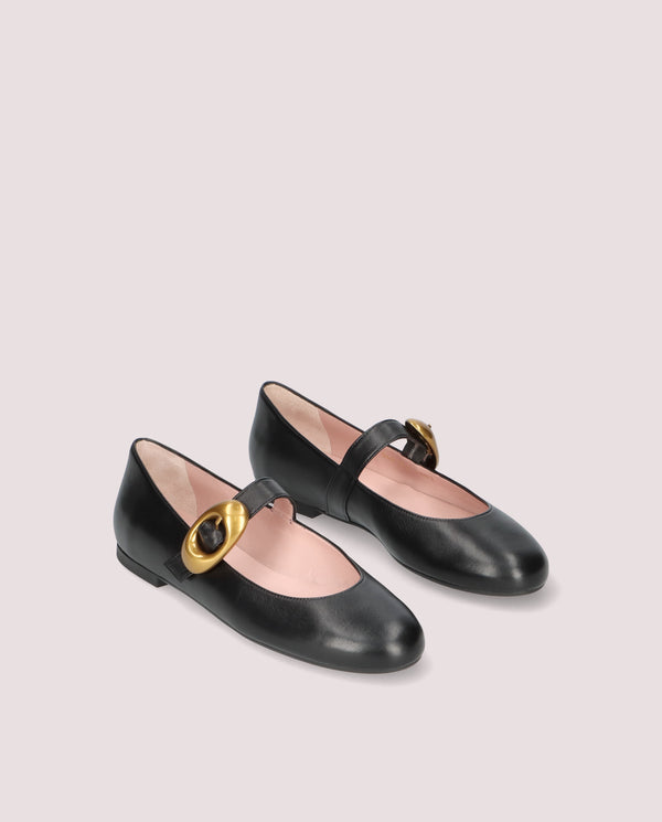 pretty ballerinas Nicole Black Leather Ballet Flats