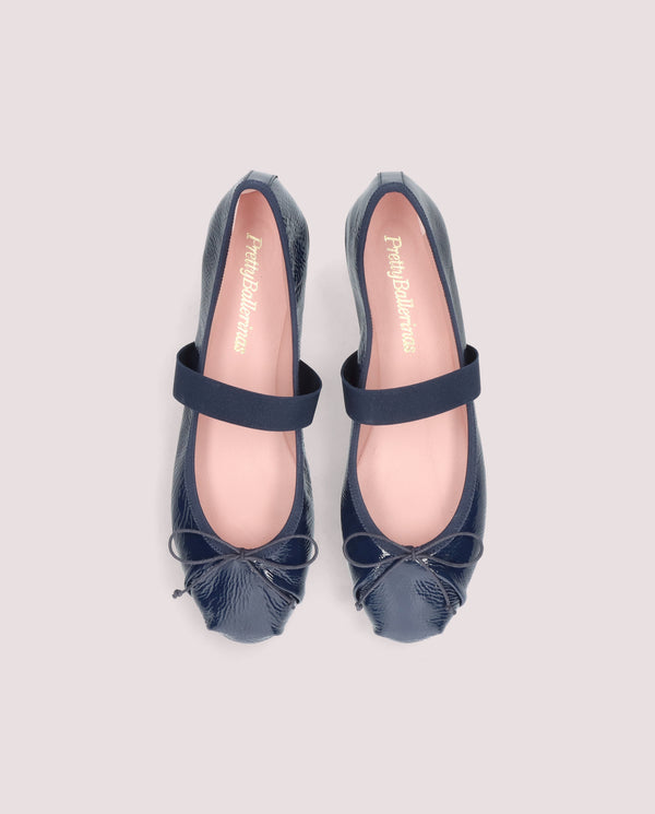 Pretty Ballerinas Nicole Blue Patent Leather Ballet Flats