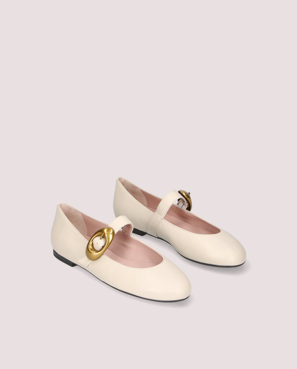 pretty ballerinas Nicole White Leather Ballet Flats