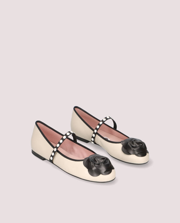 pretty ballerinas Nicole White Leather Ballet Flats