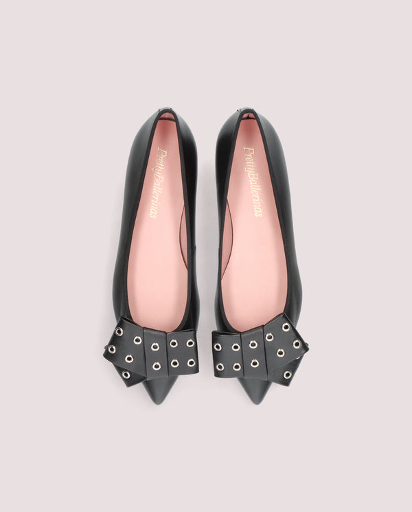 Pretty Ballerinas Black Leather Ella Ballet Flats