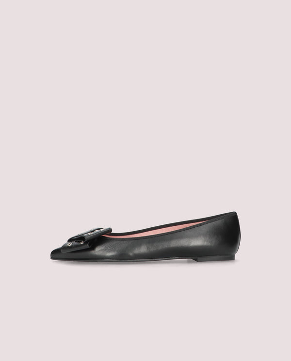 Pretty Ballerinas Black Leather Ella Ballet Flats
