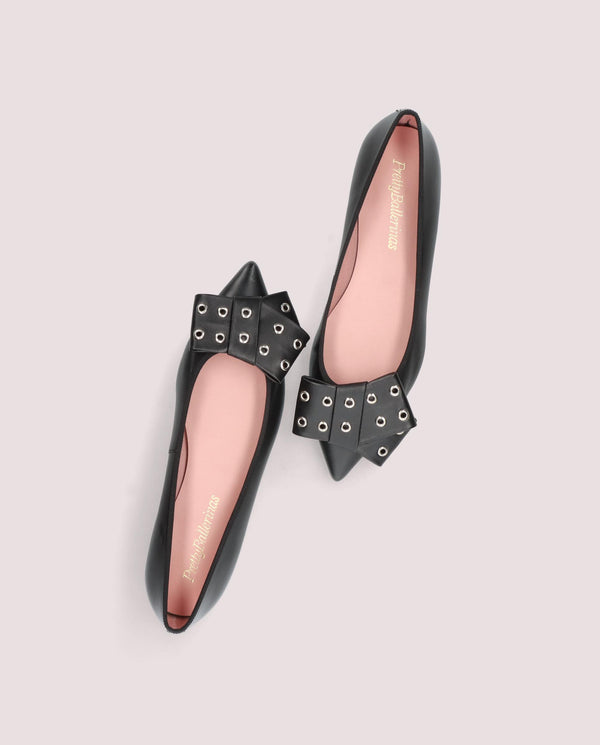 Pretty Ballerinas Black Leather Ella Ballet Flats