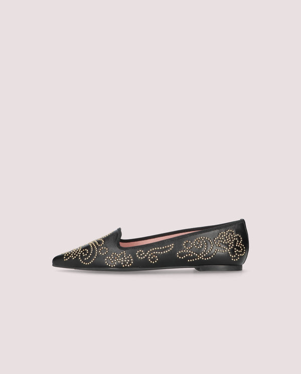 Pretty Ballerinas Black Leather Ella Loafers