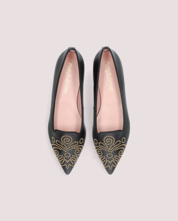 Pretty Ballerinas Black Leather Ella Loafers