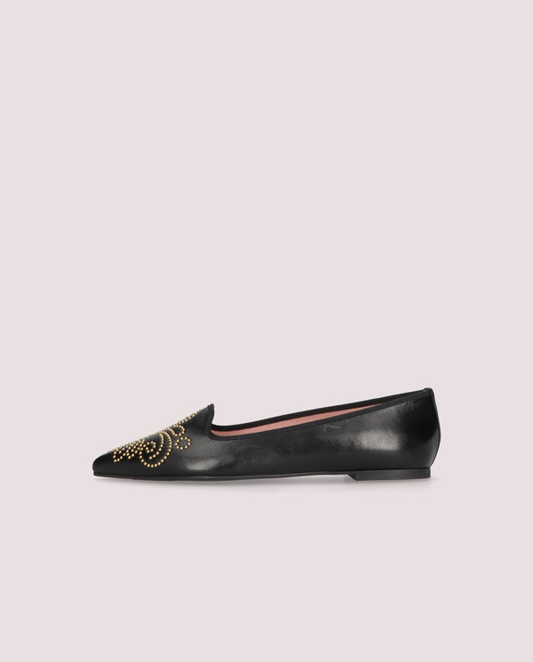 Pretty Ballerinas Black Leather Ella Loafers