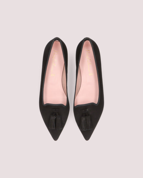 Pretty Ballerinas Black Suede Ella Loafers