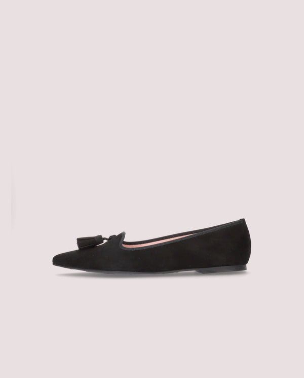 Pretty Ballerinas Black Suede Ella Loafers