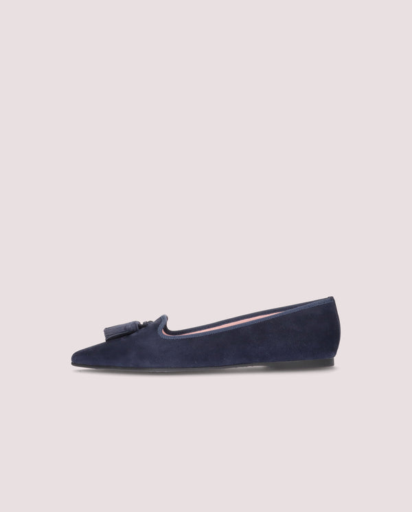 Pretty Ballerinas Blue Suede Ella Loafers