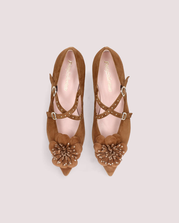 Pretty Ballerinas Brown Suede Ella Ballet Flats