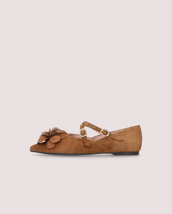 Pretty Ballerinas Brown Suede Ella Ballet Flats