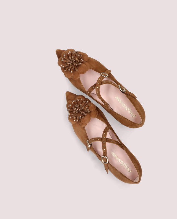 Pretty Ballerinas Brown Suede Ella Ballet Flats