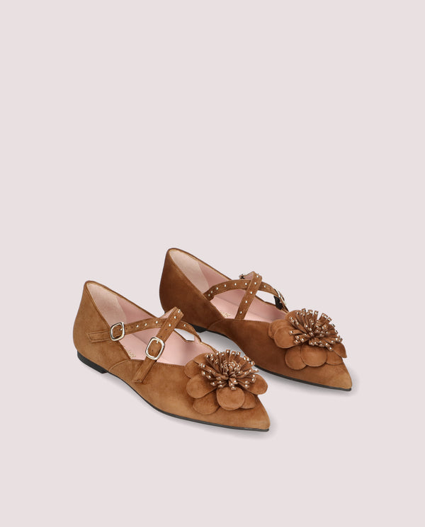 pretty ballerinas Brown Suede Ella Ballet Flats