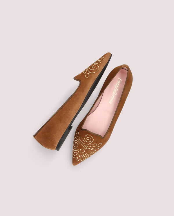 Pretty Ballerinas Brown Suede Ella Loafers
