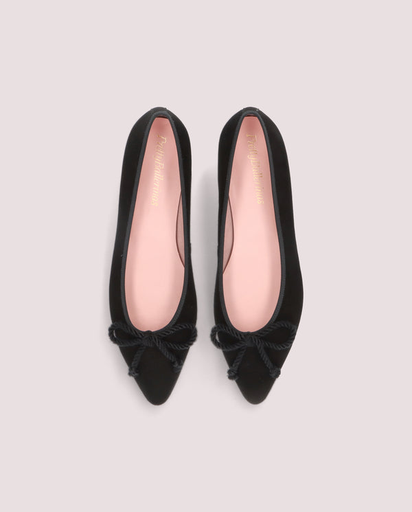 Pretty Ballerinas Elise Black Suede Ballet Flats