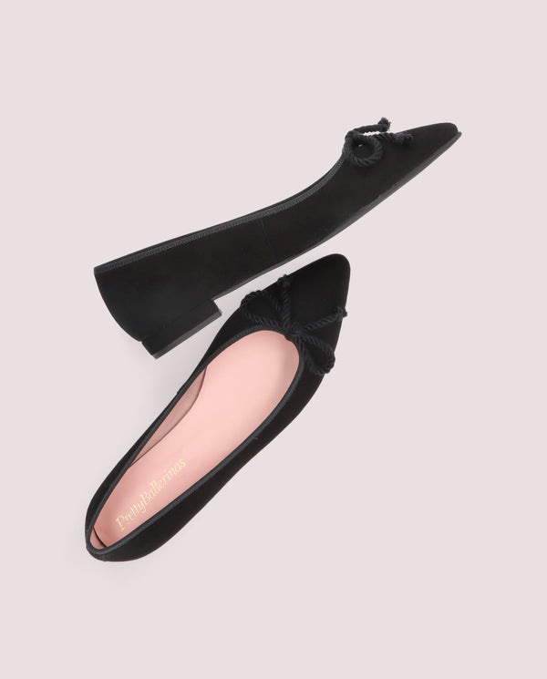 Pretty Ballerinas Elise Black Suede Ballet Flats