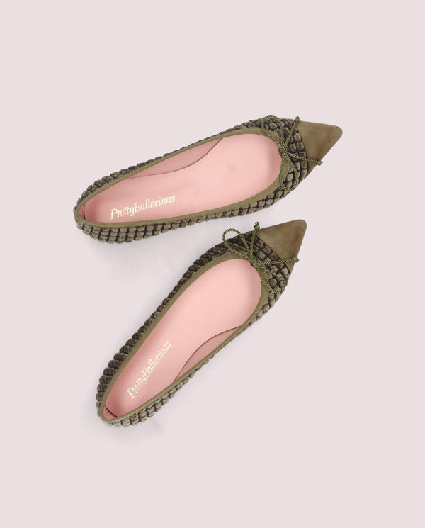 Pretty Ballerinas Ella Green Knitted Ballet Flats