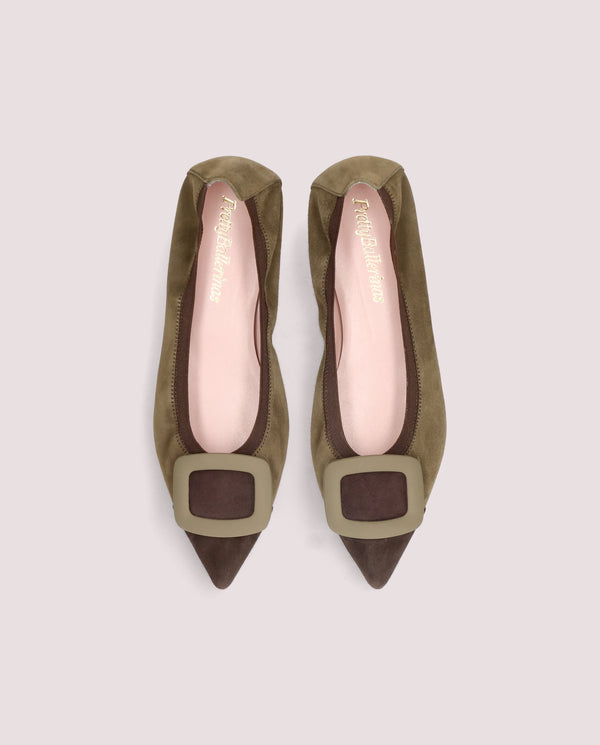 Pretty Ballerinas Ella Green Suede Ballet Flats