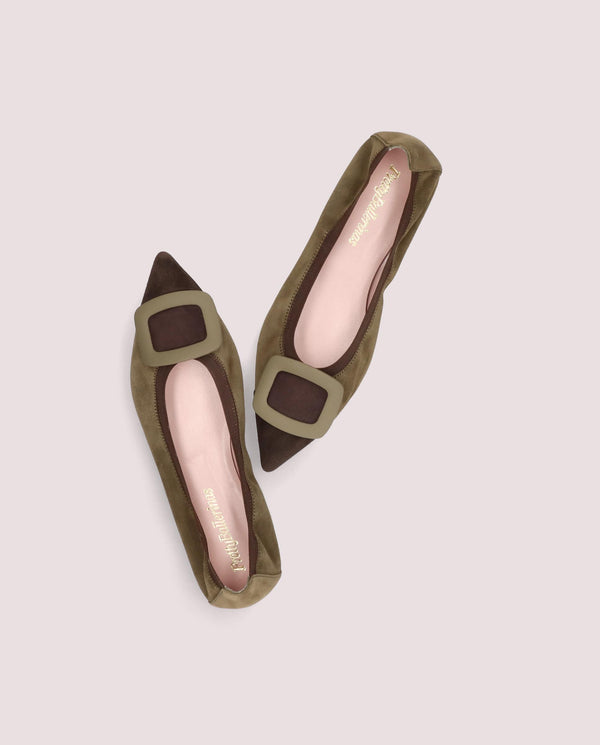 Pretty Ballerinas Ella Green Suede Ballet Flats