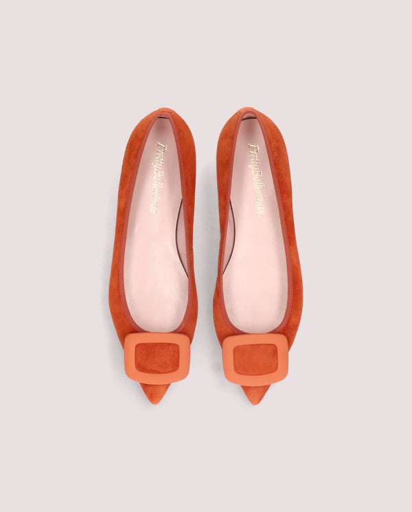 Pretty Ballerinas Ella Orange Suede Ballet Flats