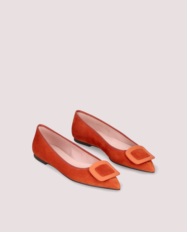 pretty ballerinas Ella Orange Suede Ballet Flats