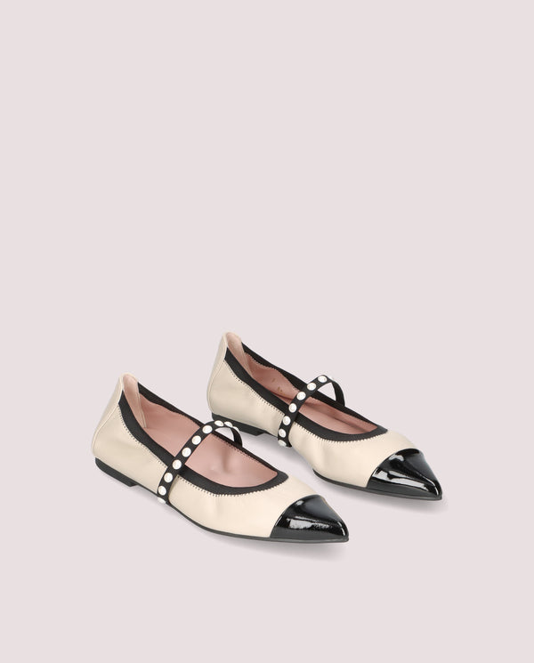 pretty ballerinas Ella White Leather Ballet Flats