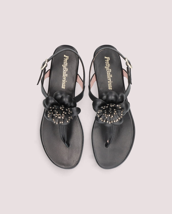 Pretty Ballerinas Judy Black Leather Sandals