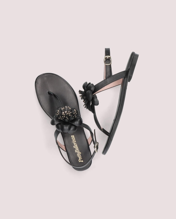 Pretty Ballerinas Judy Black Leather Sandals