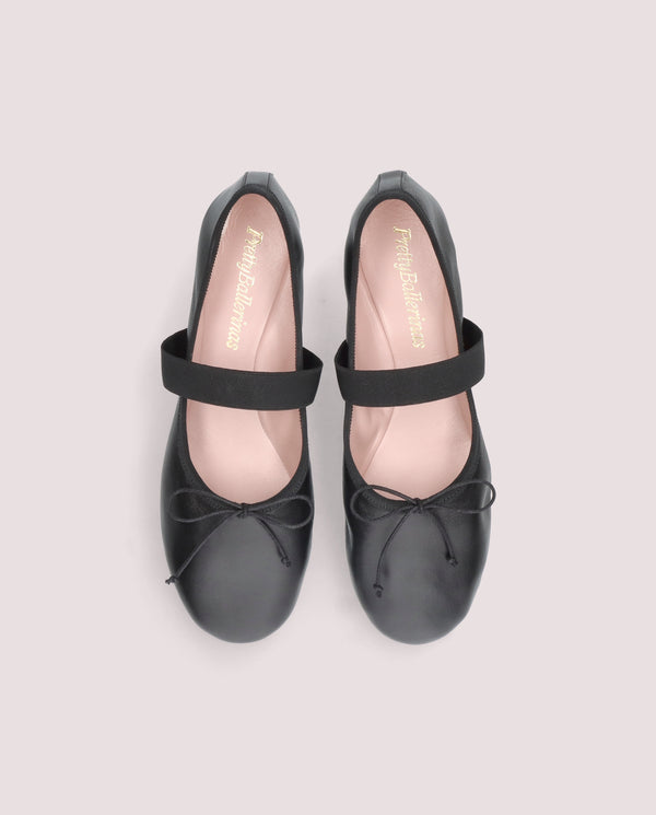 Pretty Ballerinas Lea Black Leather Ballet Flats