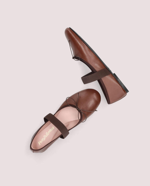 Pretty Ballerinas Lea Brown Leather Ballet Flats