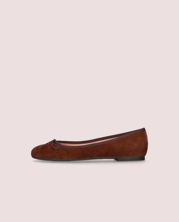 Pretty Ballerinas Nicole Brown Suede Ballet Flats