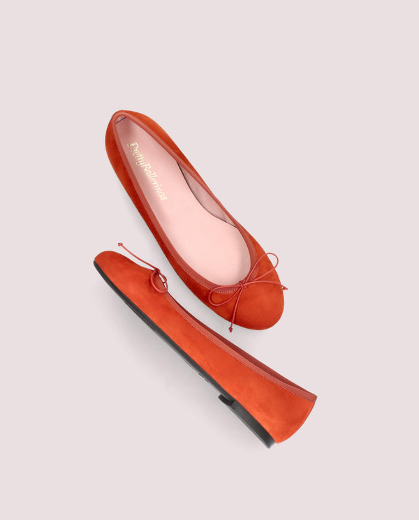 Pretty Ballerinas Nicole Orange Suede Ballet Flats