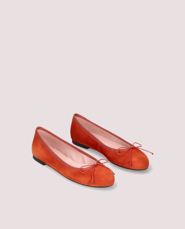 pretty ballerinas Nicole Orange Suede Ballet Flats